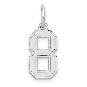 14k White Gold, Jersey Collection, Small Number 8 Pendant